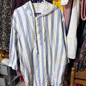 Striped Blue and White Hoodie Sweatshirt